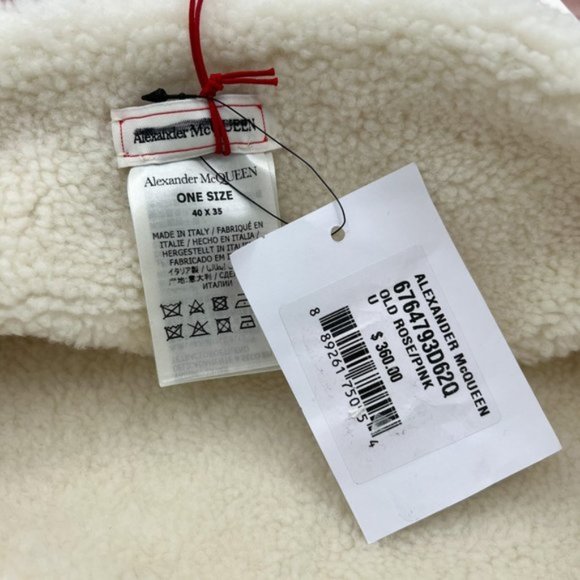 Brand New Alexander McQueen Graffiti Shearling Effect Neck Warmer Snood Scarf - Picture 5 of 7